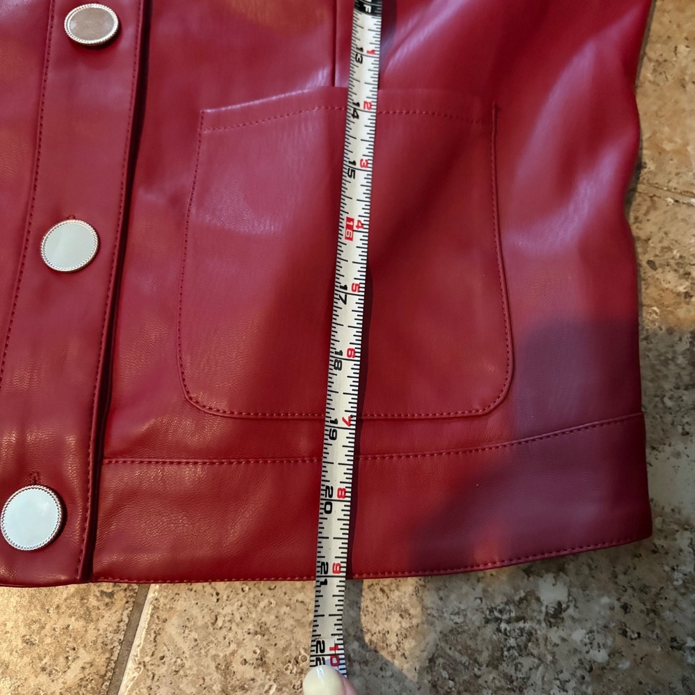 MAEVE Cora Patch Pocket Jacket Faux Leather Size Large Burgundy Red - Picture 9 of 9